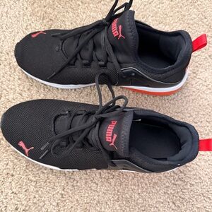 Puma Black Sneakers with Red Highlights